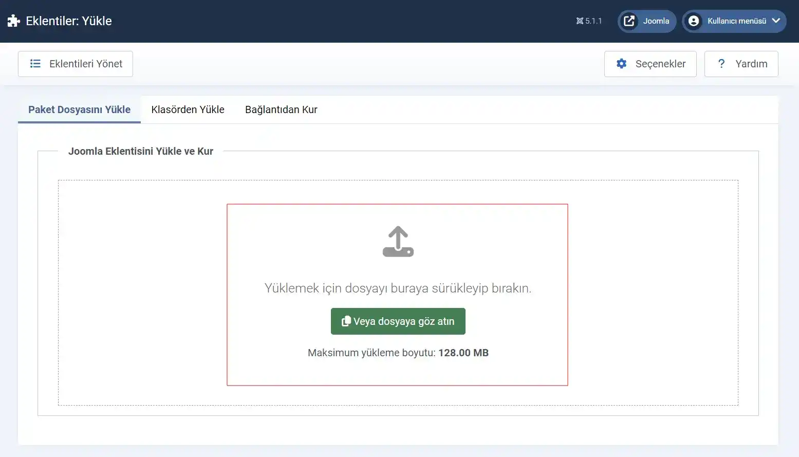 Joomla 5 eklenti kurulumu